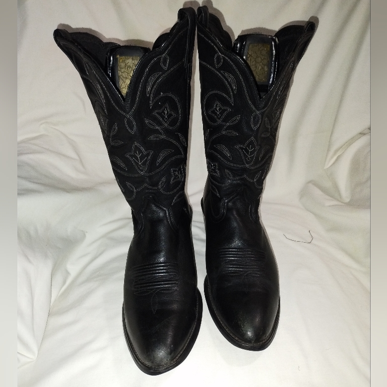 Ariat Womens Heritage Western P-Toe Boot Cowgirl Boho Leather Sze 11b Black New